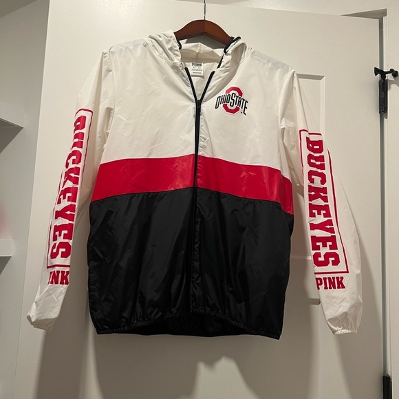 Victoria's Secret White and Red Windbreaker Jacket - Picture 1 of 6